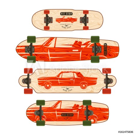 Picture of Print with image of retro car Design for longboard and skateboard